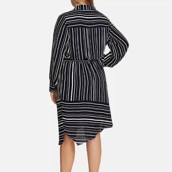 Vince Camuto Navy‎ and White Striped Long Sleeve Dress - Picture 2 of 9